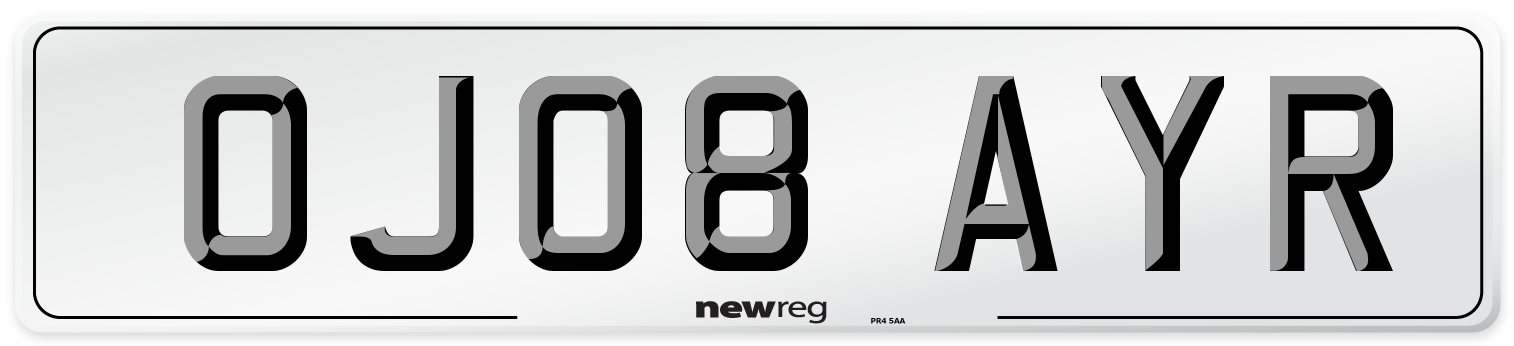 OJ08 AYR Number Plate from New Reg